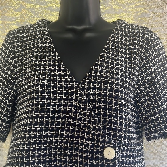 Zara Black and White Cuerpo Combinnado Contrast Tweed Top Size S - Picture 6 of 17